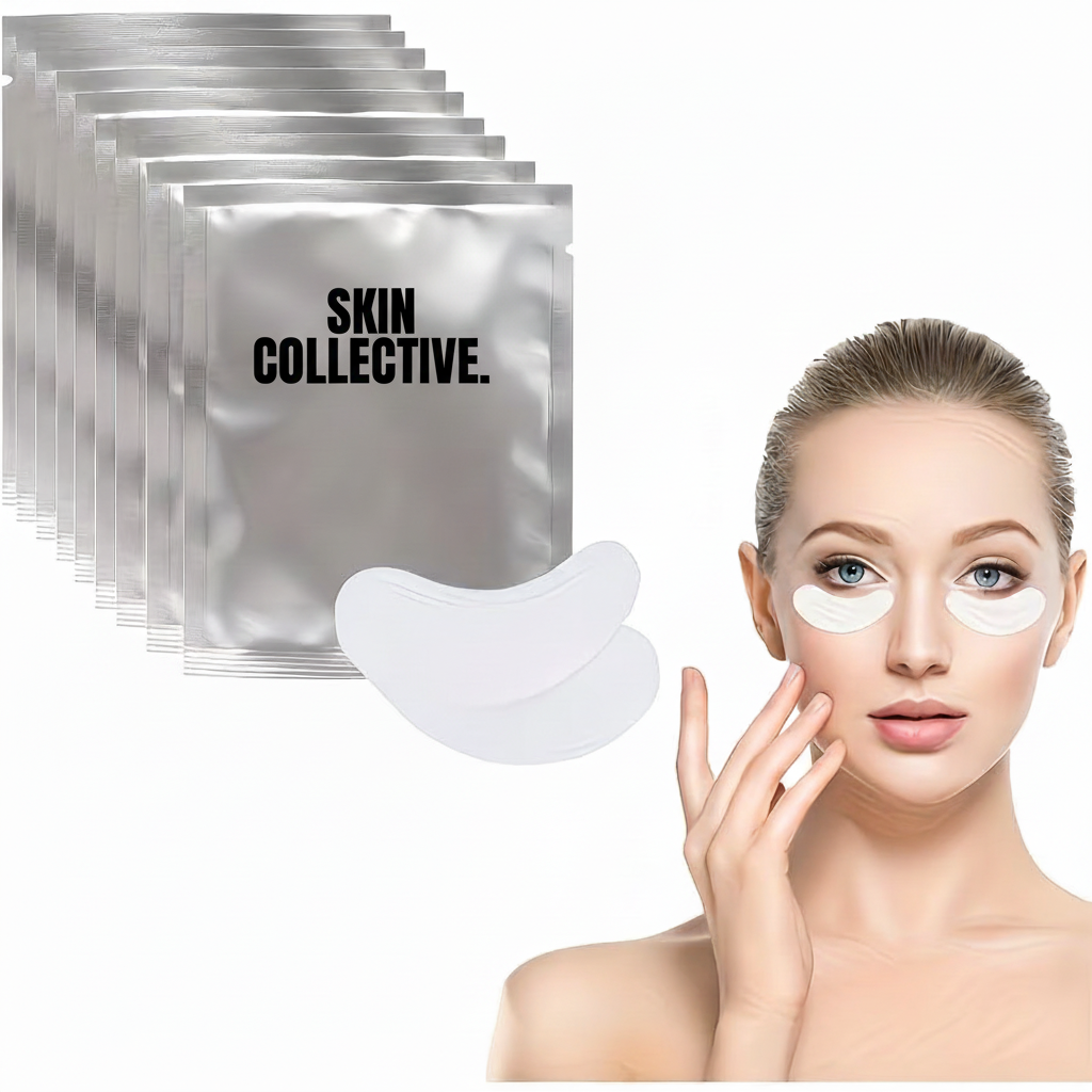 Hydrogel eye patches with Skin Collective branding